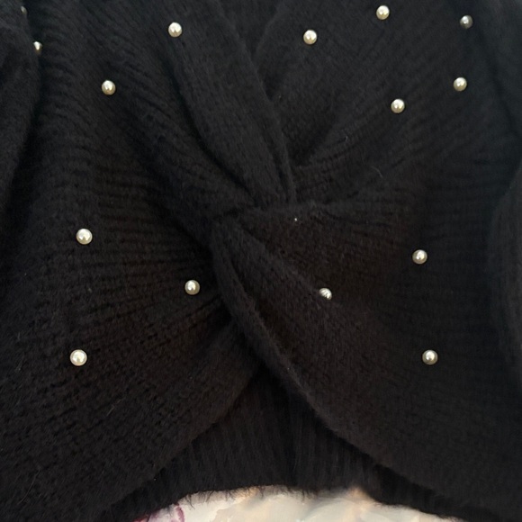 Black Sweater with Pearl Accents - Picture 4 of 5